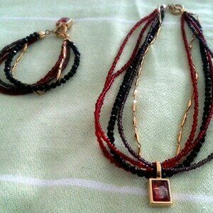 Multilayered Beaded Necklace with matching Bracelet